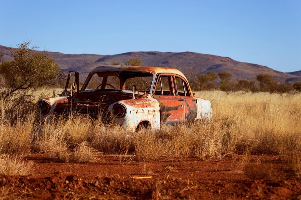 An abandoned car in Australia's outback