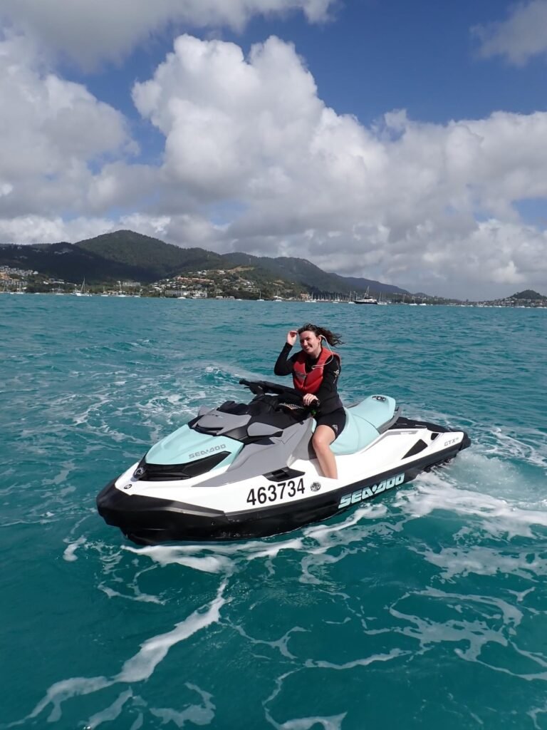 A girl on a jet ski in the Whitsundays